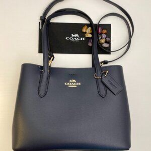 NWT Coach Mini Avenue Carryall Crossbody Midnight Blue Leather Snap Tote F73277